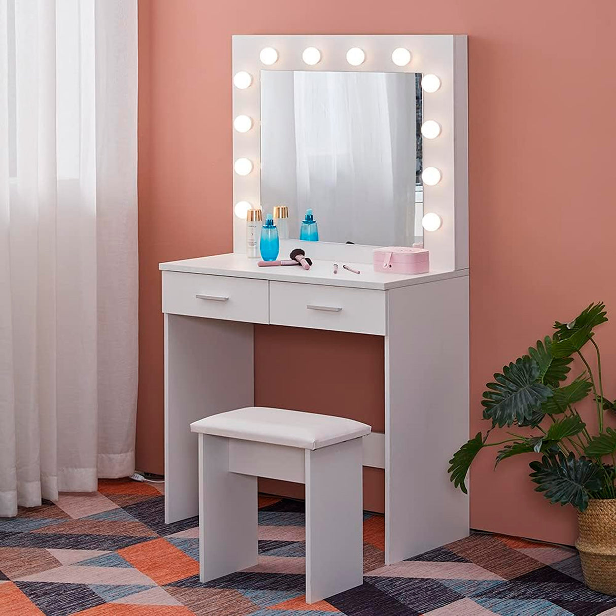 Tocador con espejo y luces LED