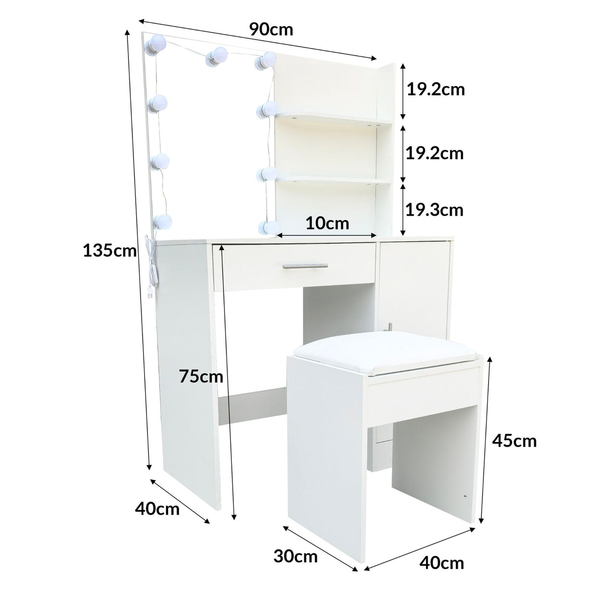Tocador con Espejo e Iluminacion LED