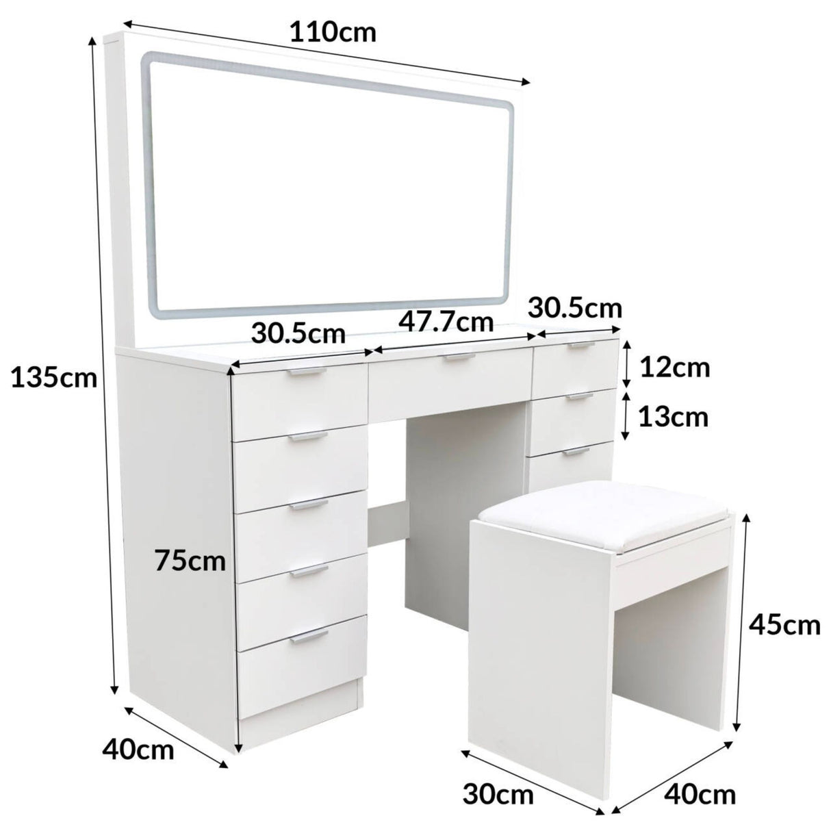 Tocador Maquille con espejo LED