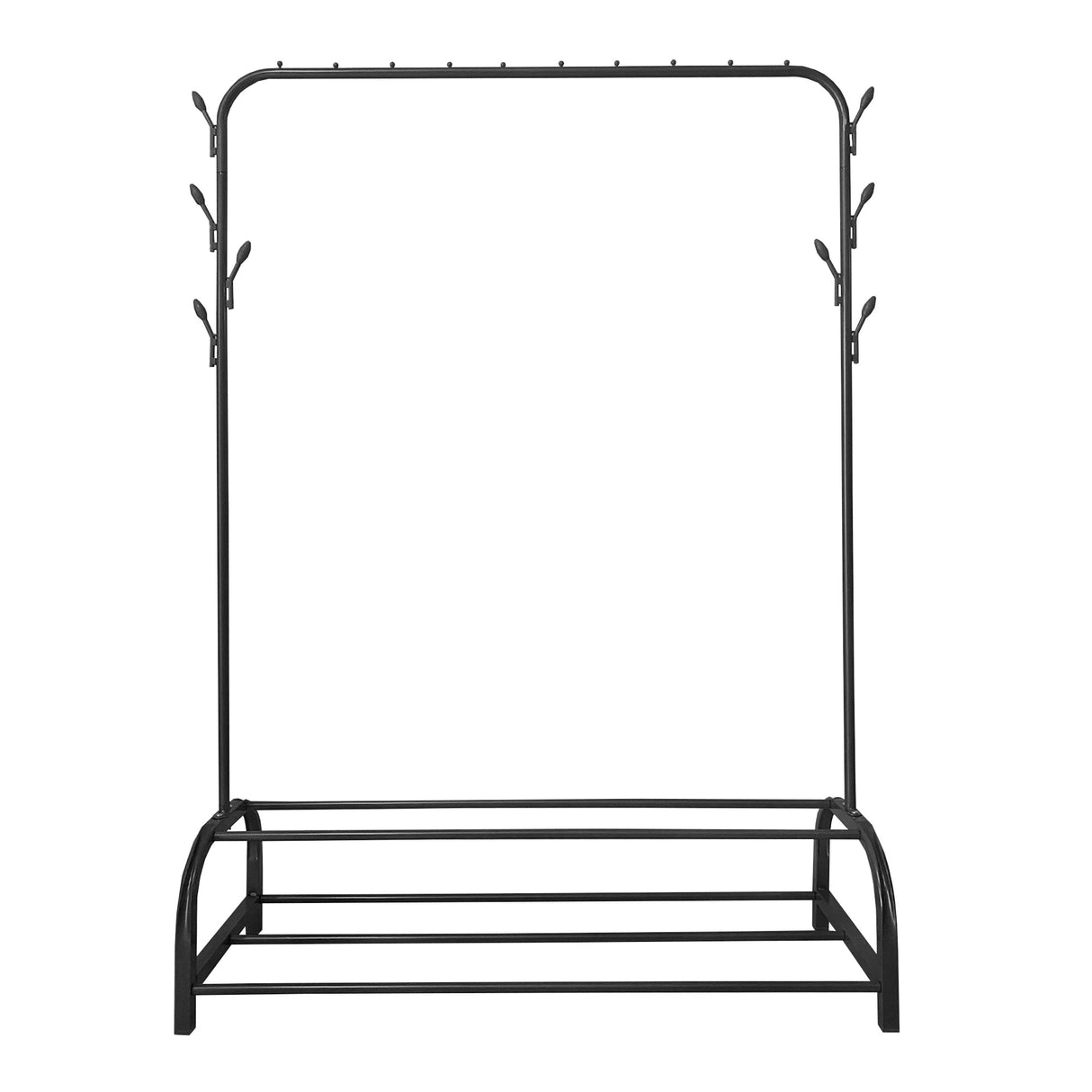Perchero Burro Premium Rack 2 Stand Nyana Home 158x110x39cm, 1 barra para colgar, 8 ganchos laterales, 2 baldas inferiores - Nyana Store