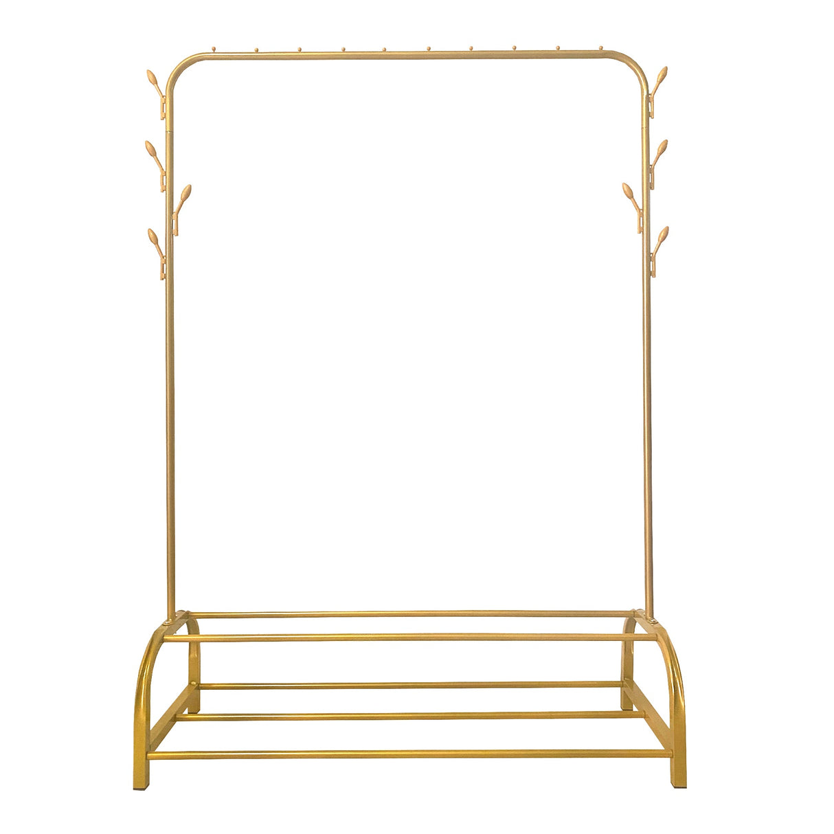 Perchero Burro Premium Rack 2 Stand Nyana Home 158x110x39cm, 1 barra para colgar, 8 ganchos laterales, 2 baldas inferiores - Nyana Store