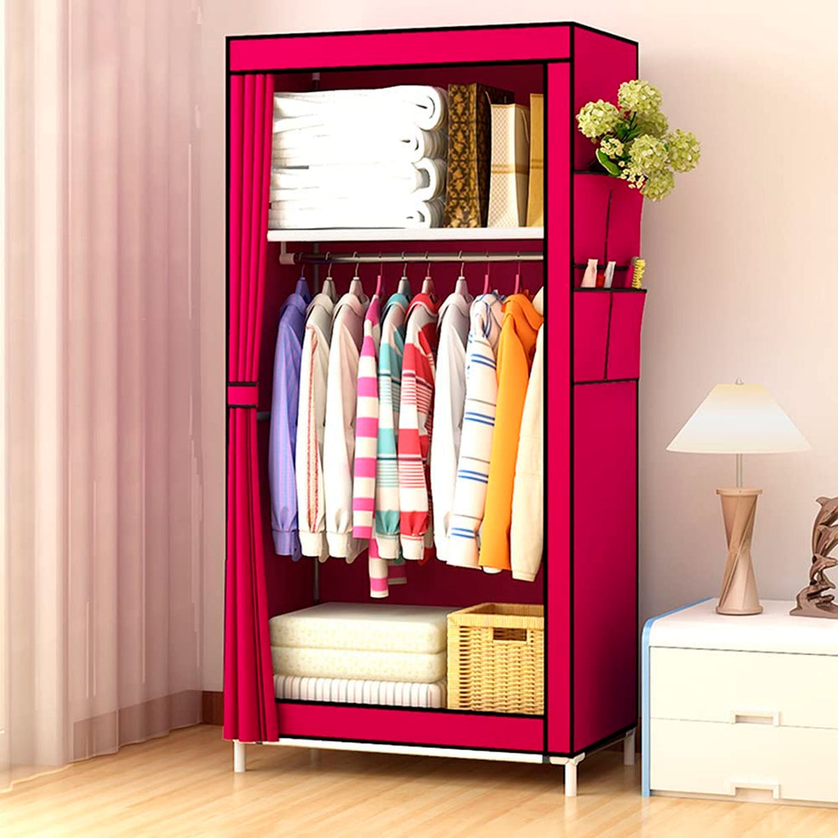 Armario Vestidor Tela Con Bolsillos Laterales 160x70x45 Cm - Nyana Store