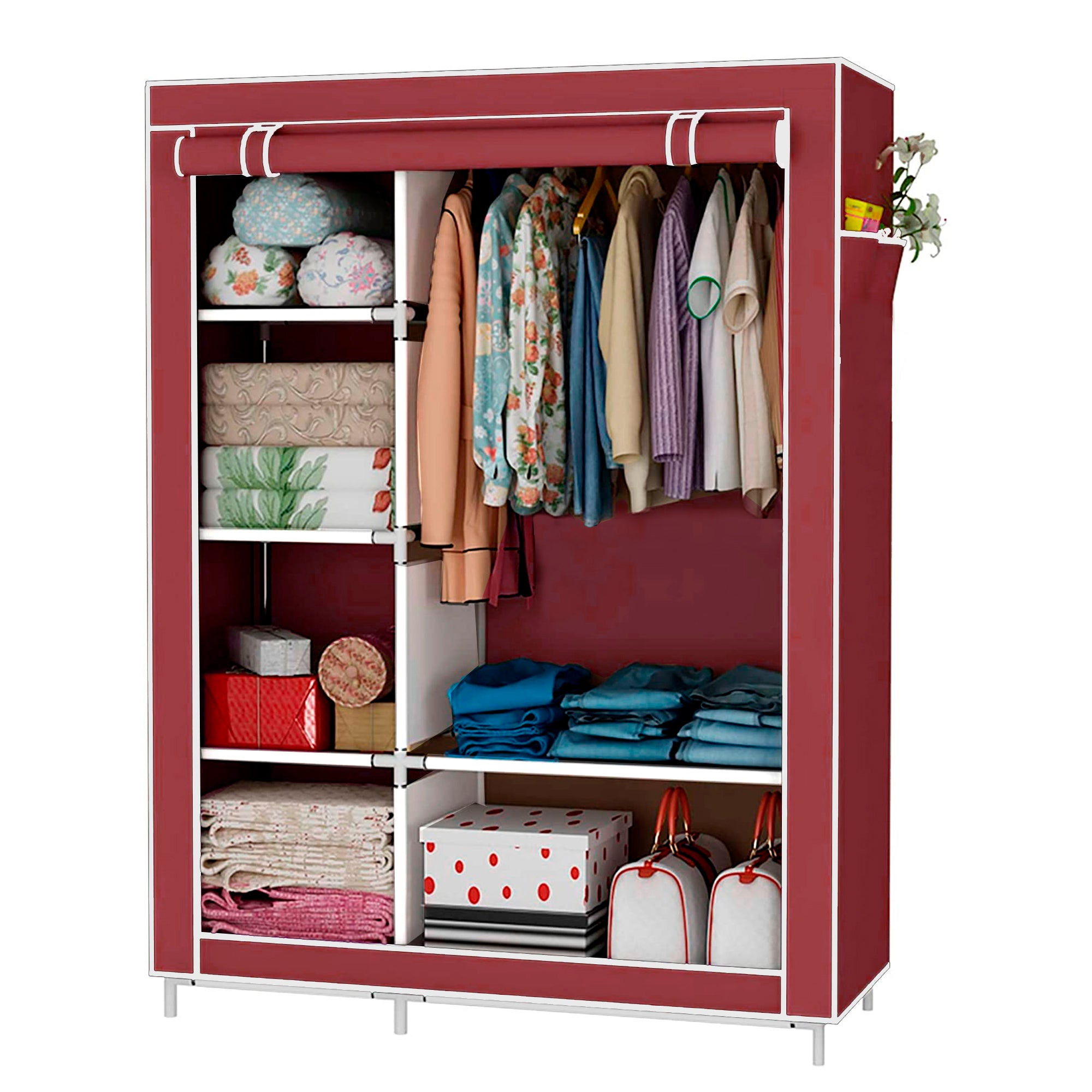 Armario Vestidor Tela Con Bolsillos Laterales 170x105x45 Cm