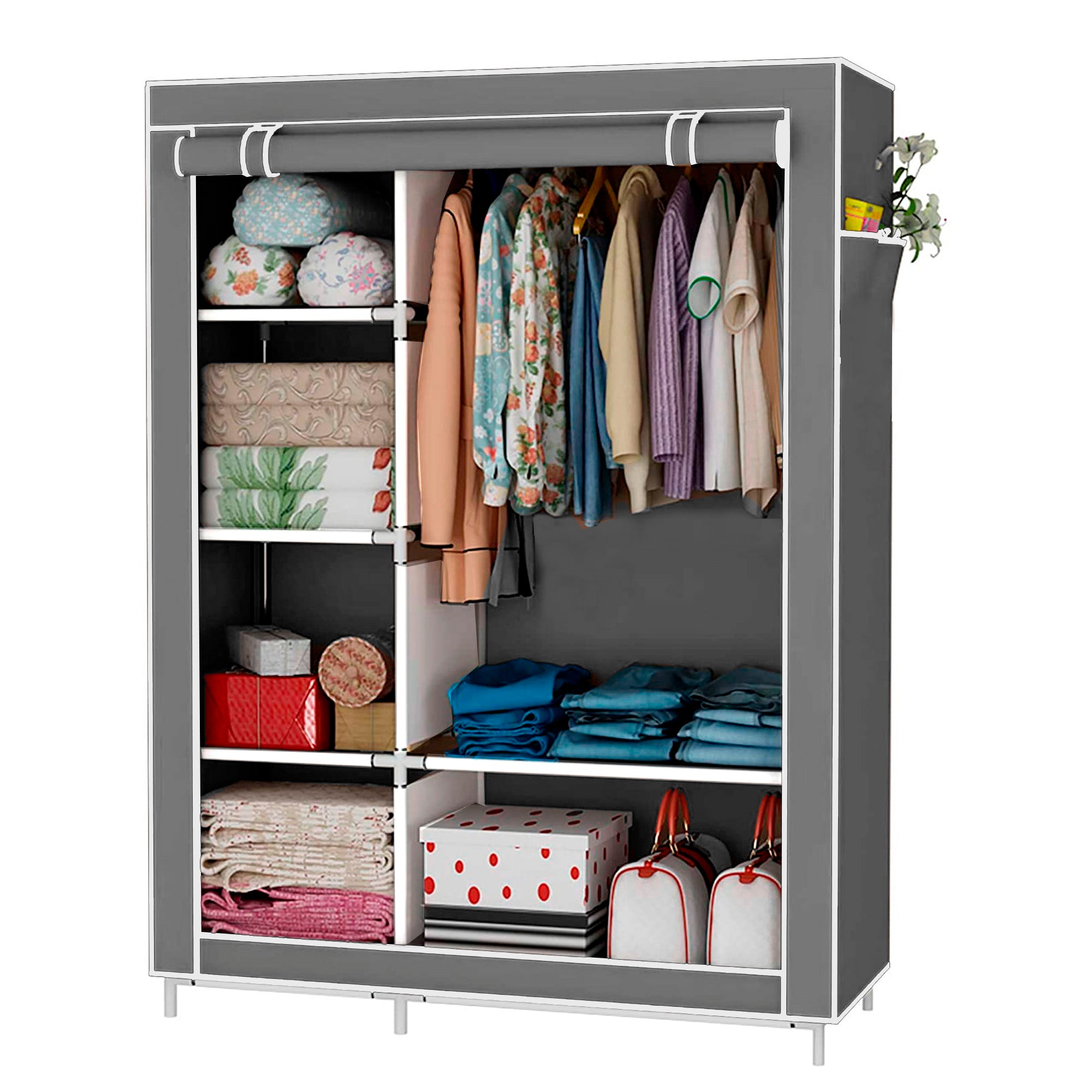 Armario Vestidor Tela Con Bolsillos Laterales 170x105x45 Cm