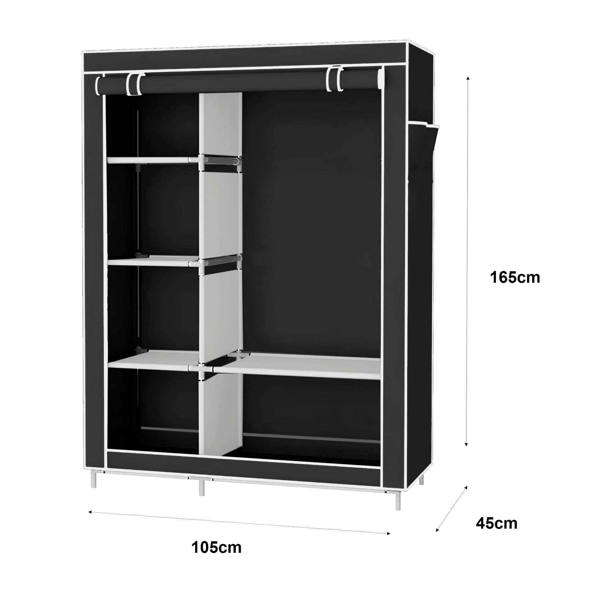 Armario Vestidor Tela Con Bolsillos Laterales 170x105x45 Cm