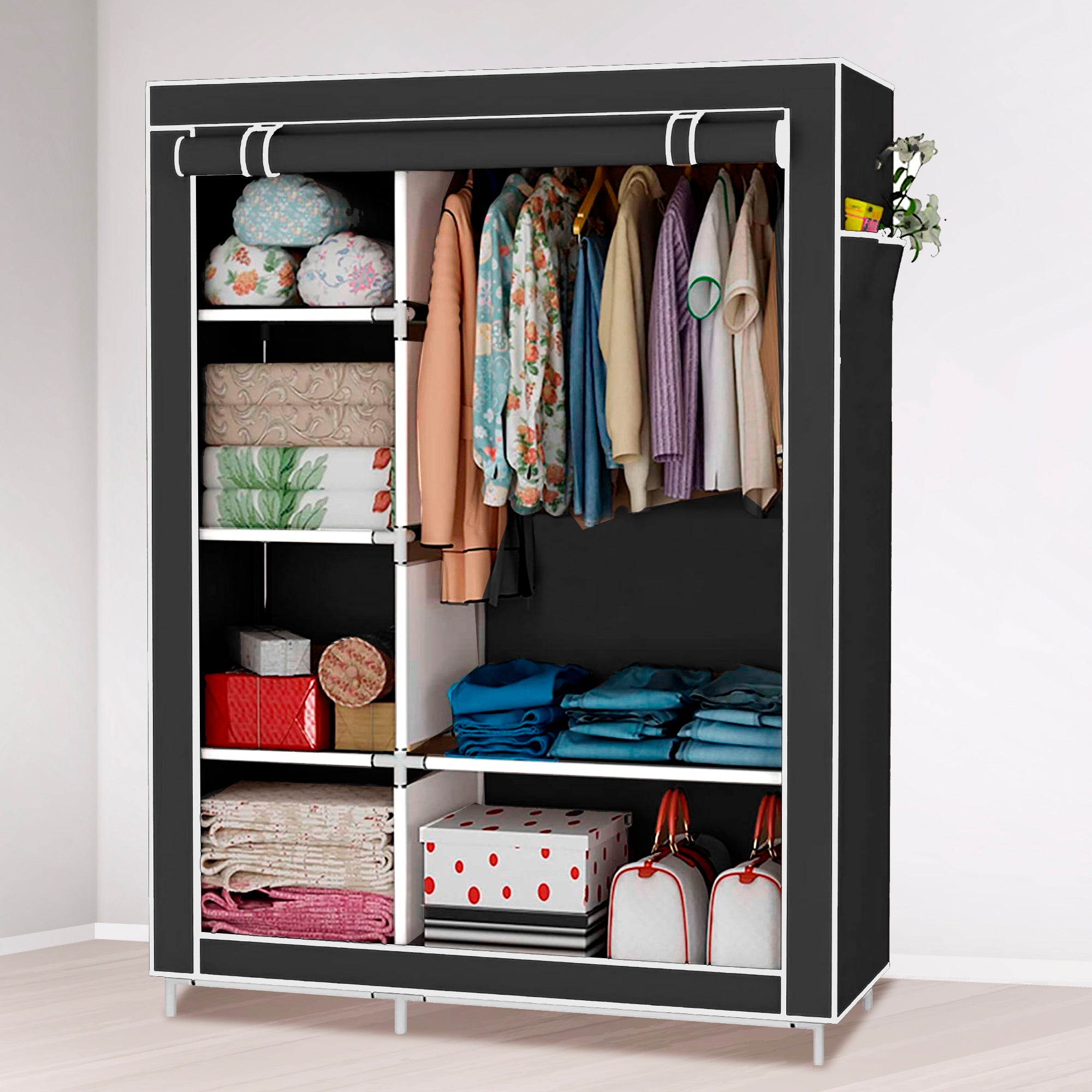 Armario Vestidor Tela Con Bolsillos Laterales 170x105x45 Cm