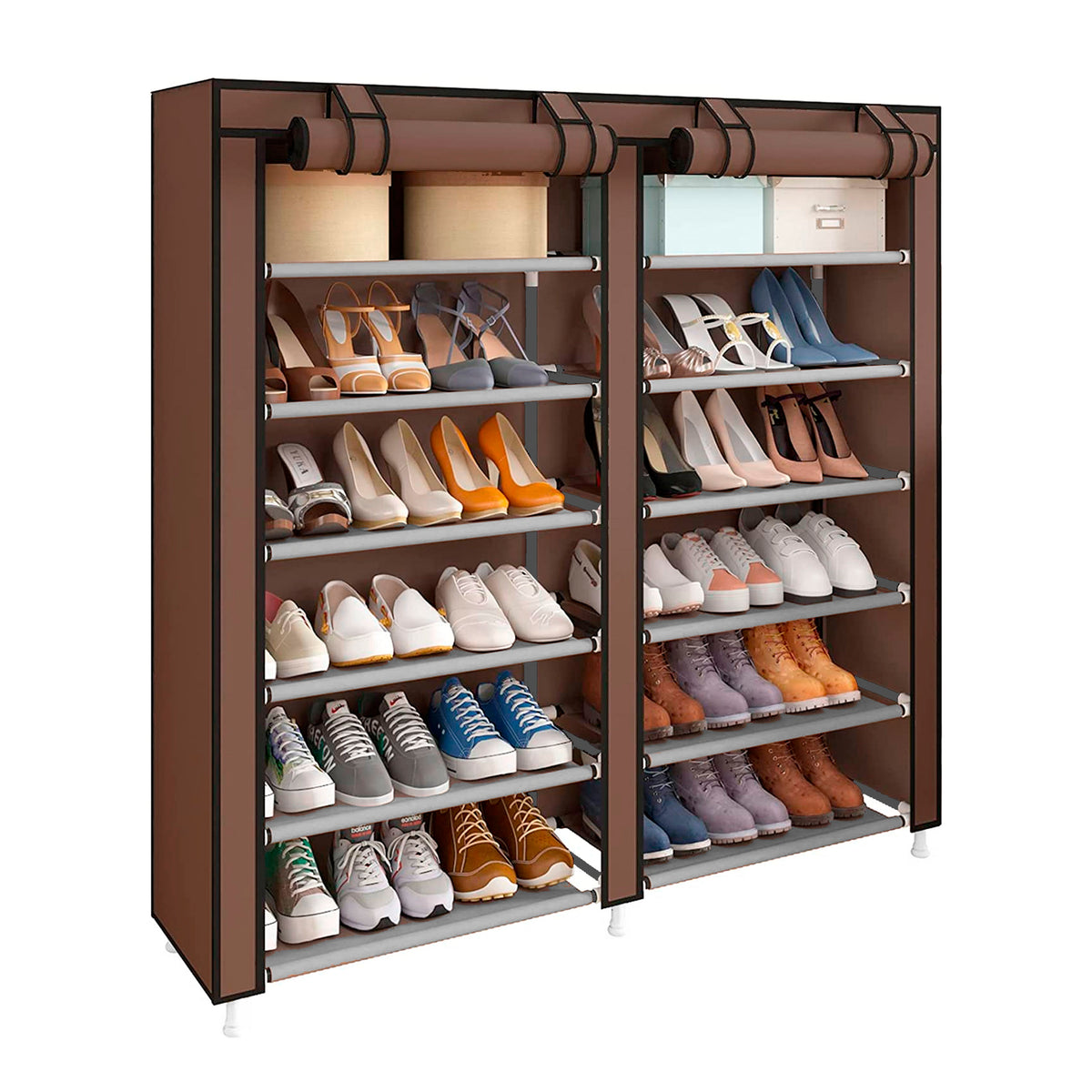 Armario Zapatero Tela con Puertas Cremallera 110x120x30 cm