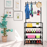 Recibidor perchero metálico de entrada Nyana Home 155cmx60cmx28cm, 4 baldas, 8 colgadores