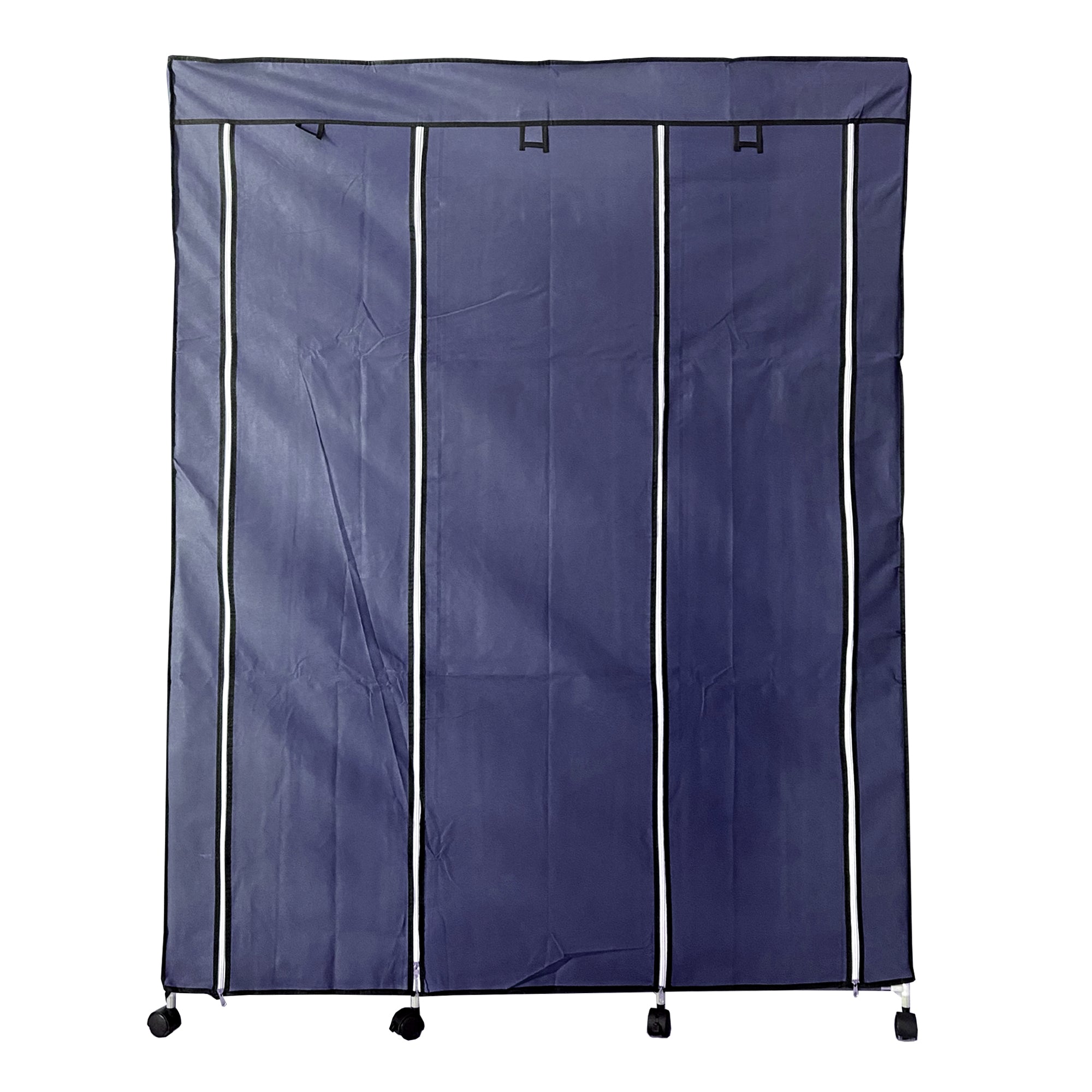 Armario Vestidor de Tela con Puertas Cremallera y Ruedas Nyana Home 170x125x45cm 6 huecos, 3 puertas, 2 roperos