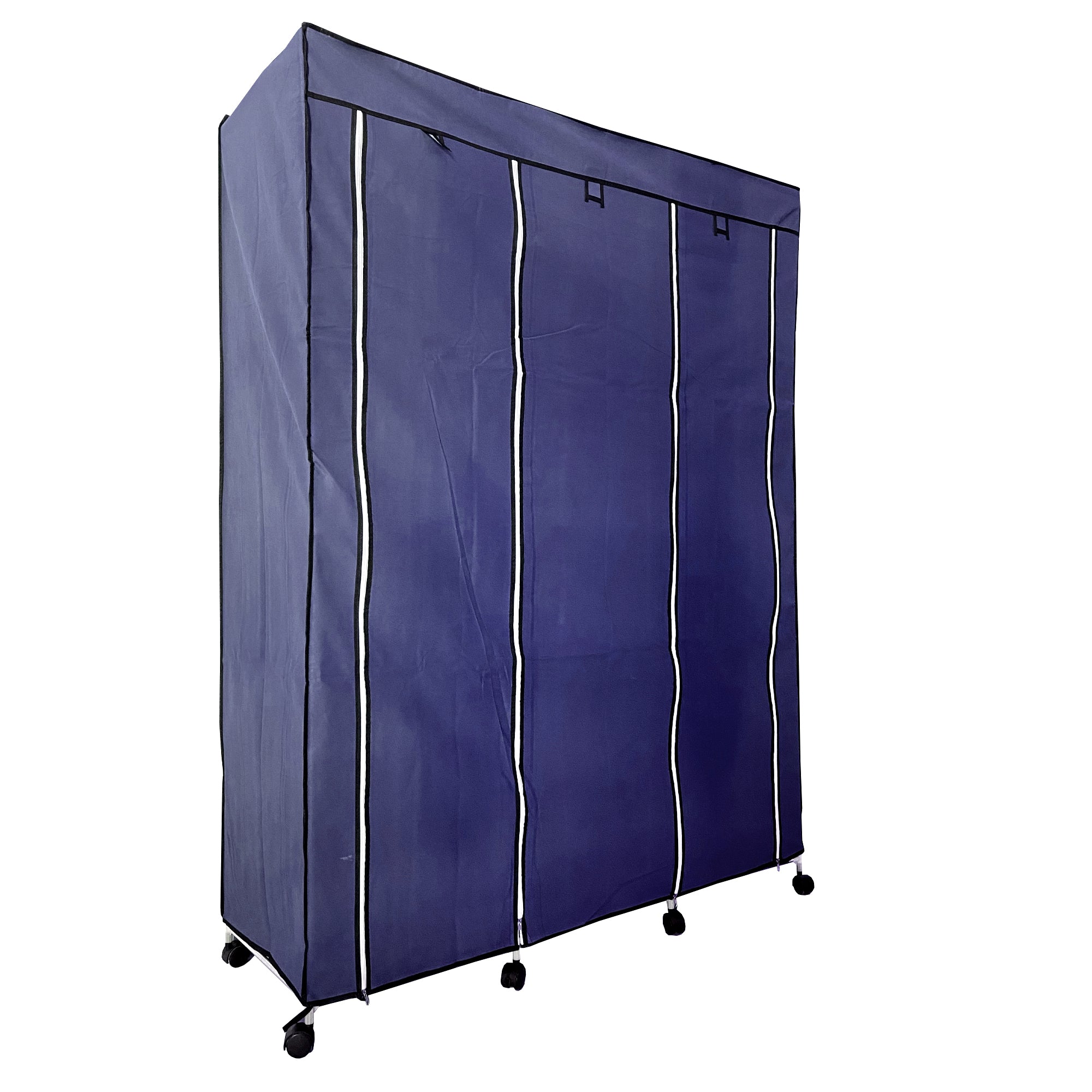 Armario Vestidor de Tela con Puertas Cremallera y Ruedas Nyana Home 170x125x45cm 6 huecos, 3 puertas, 2 roperos