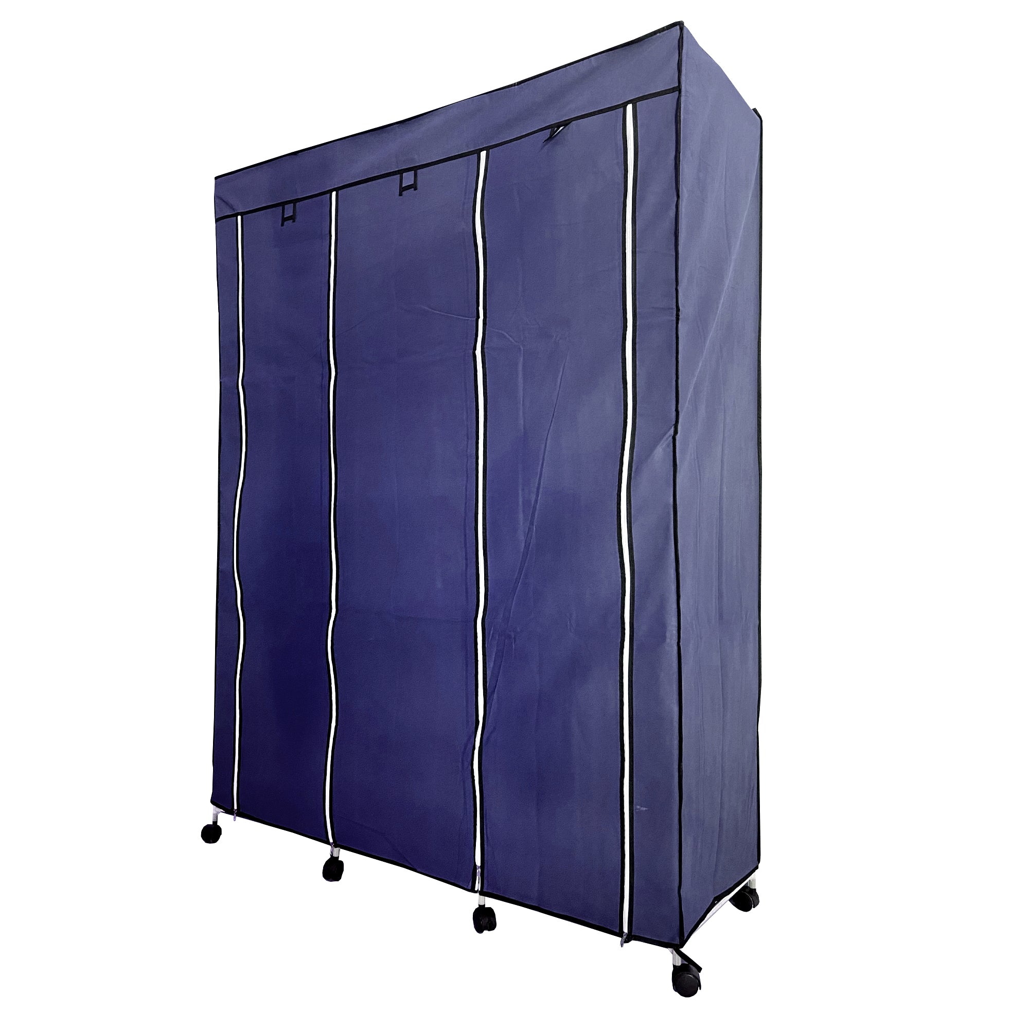 Armario Vestidor de Tela con Puertas Cremallera y Ruedas Nyana Home 170x125x45cm 6 huecos, 3 puertas, 2 roperos