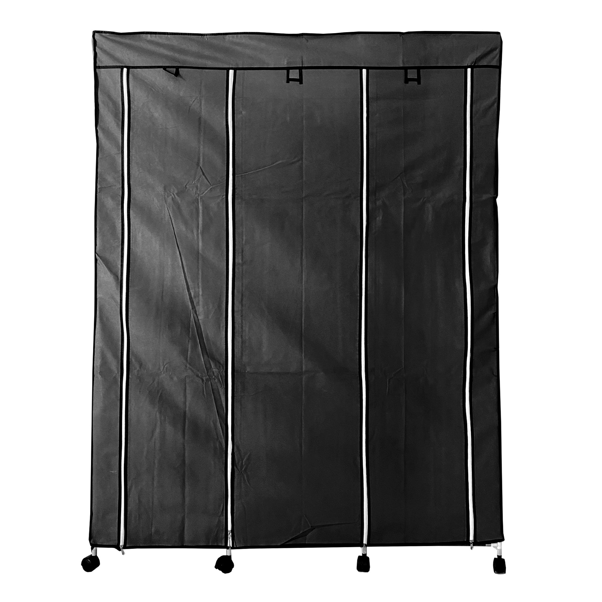 Armario Vestidor de Tela con Puertas Cremallera y Ruedas Nyana Home 170x125x45cm 6 huecos, 3 puertas, 2 roperos