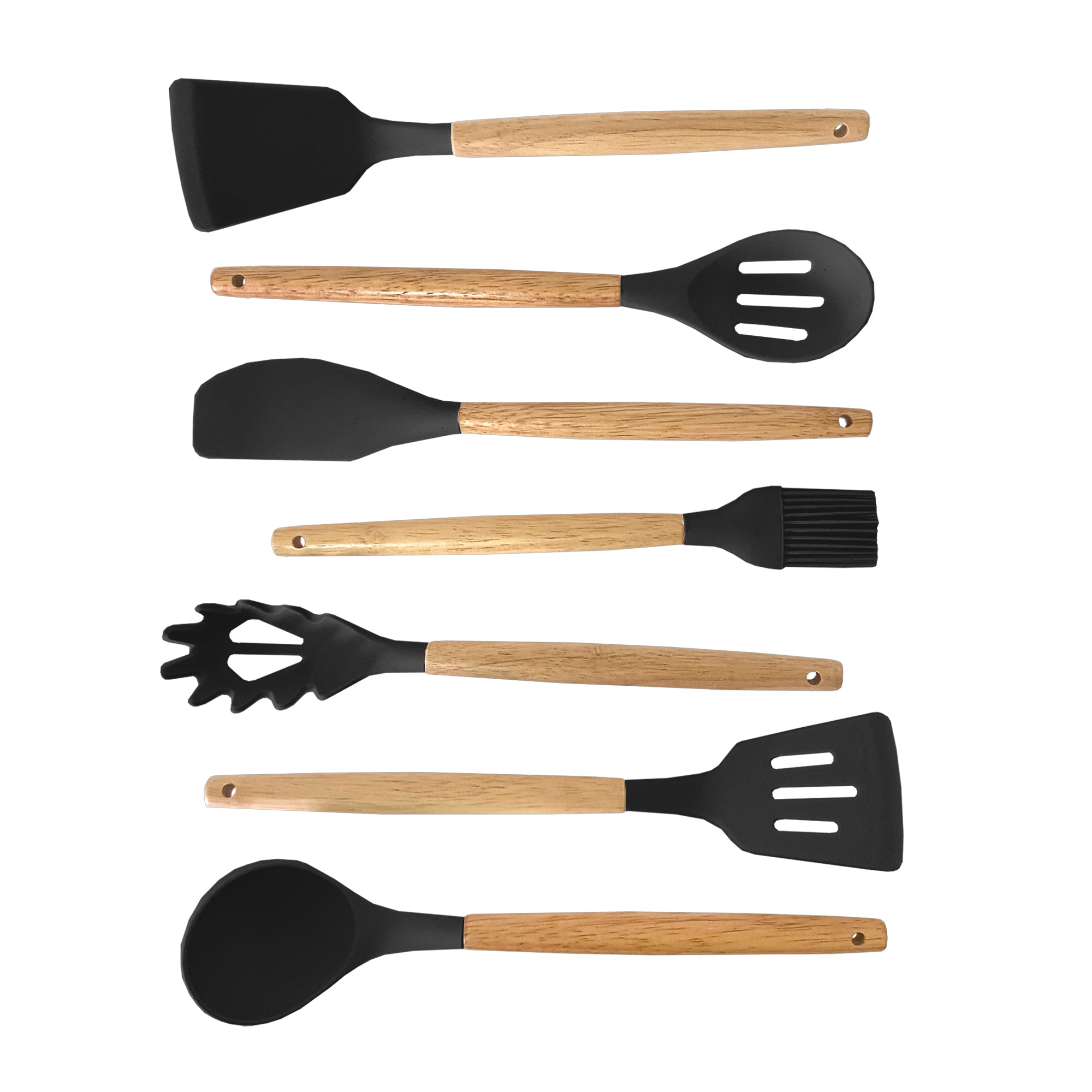 Set de Utensilios de Silicona y Madera 19 Piezas Nyana Home con Cuchillos y Tabla de Cortar