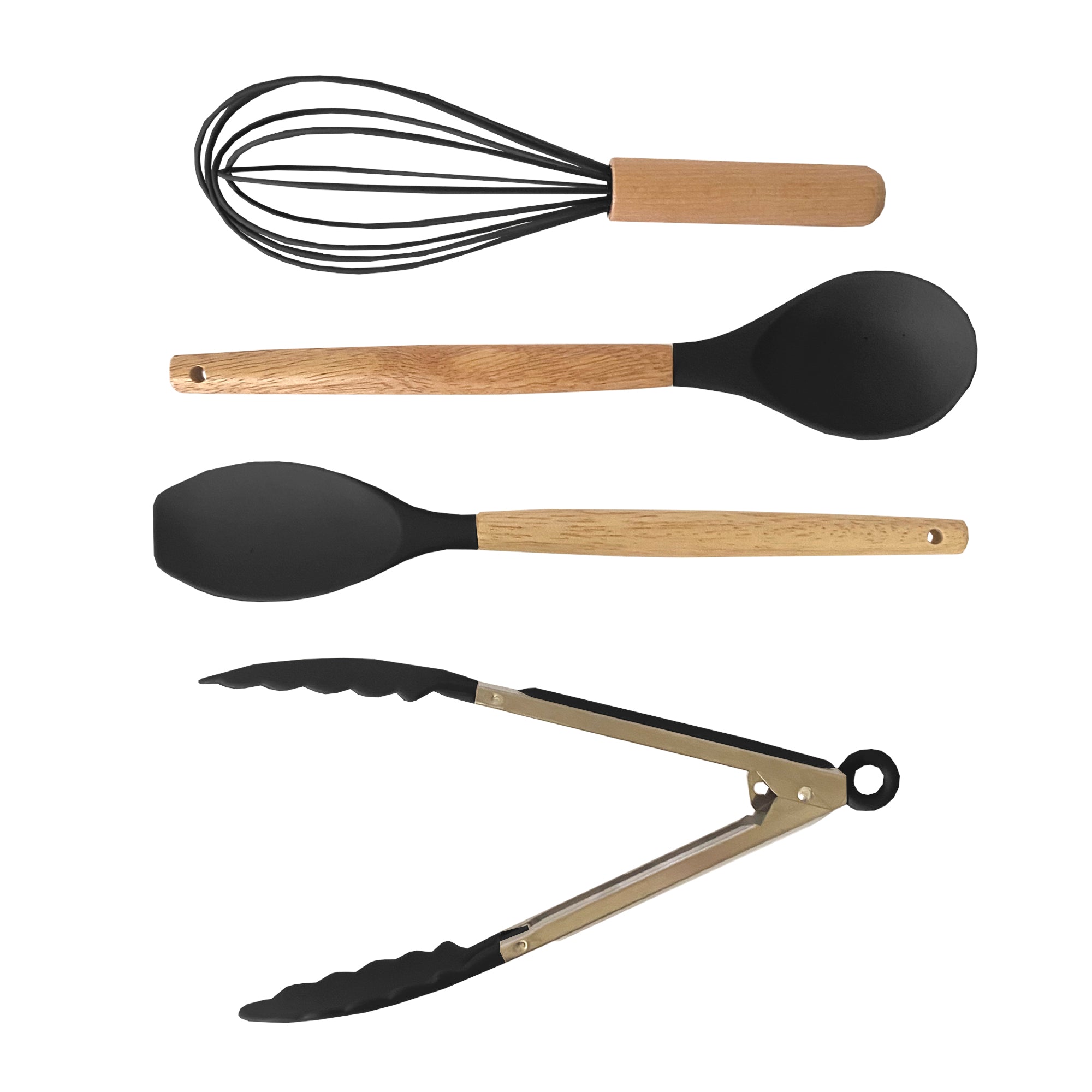 Set de Utensilios de Silicona y Madera 19 Piezas Nyana Home con Cuchillos y Tabla de Cortar