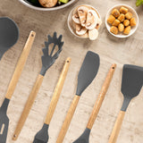 Set de Utensilios de Silicona y Madera 19 Piezas Nyana Home con Cuchillos y Tabla de Cortar