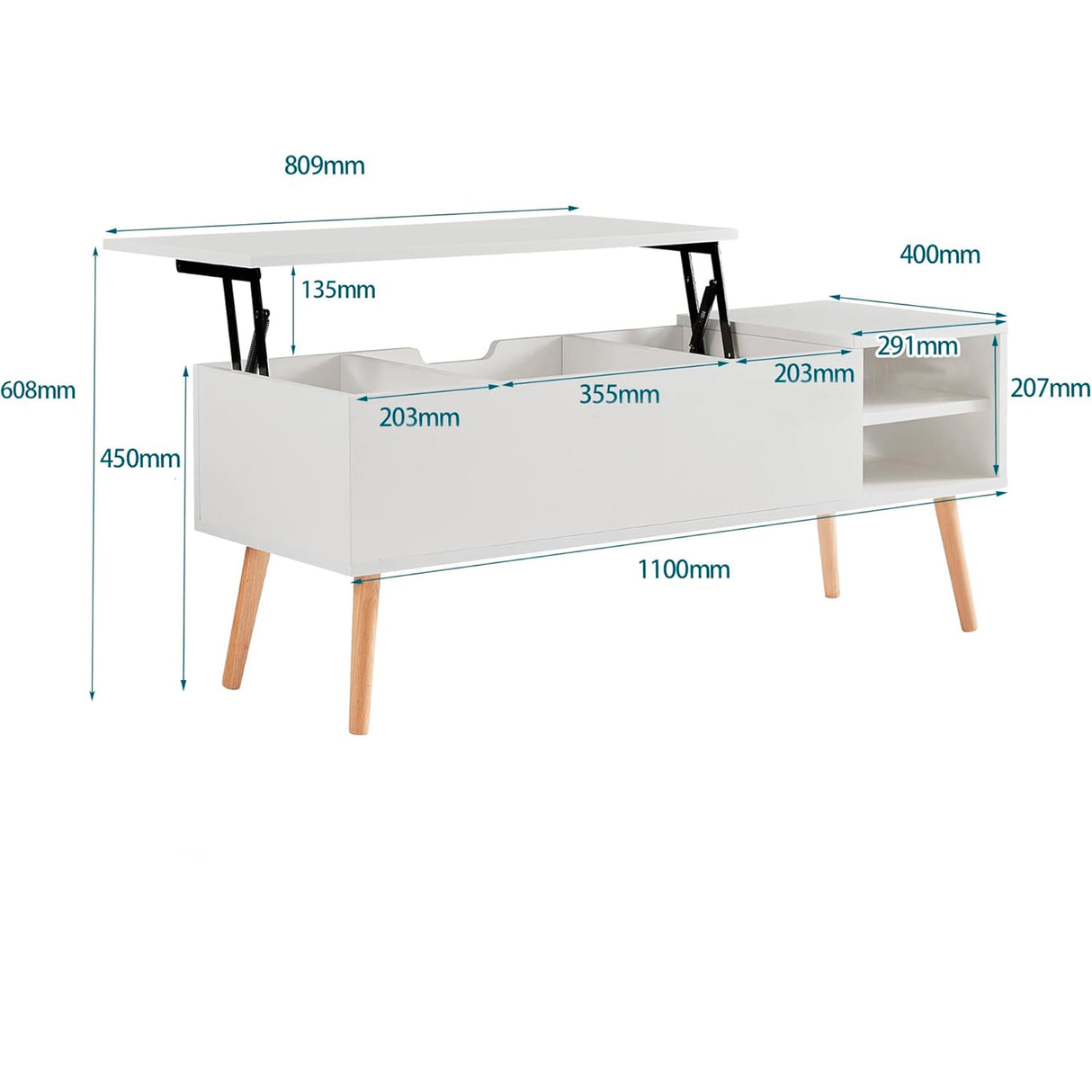 Mesa de centro elevable