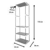 Armario Vestidor Static Nyana Home 170x55x35cm 3 baldas 1 colgador barra superior 1 colgador lateral - Nyana Store