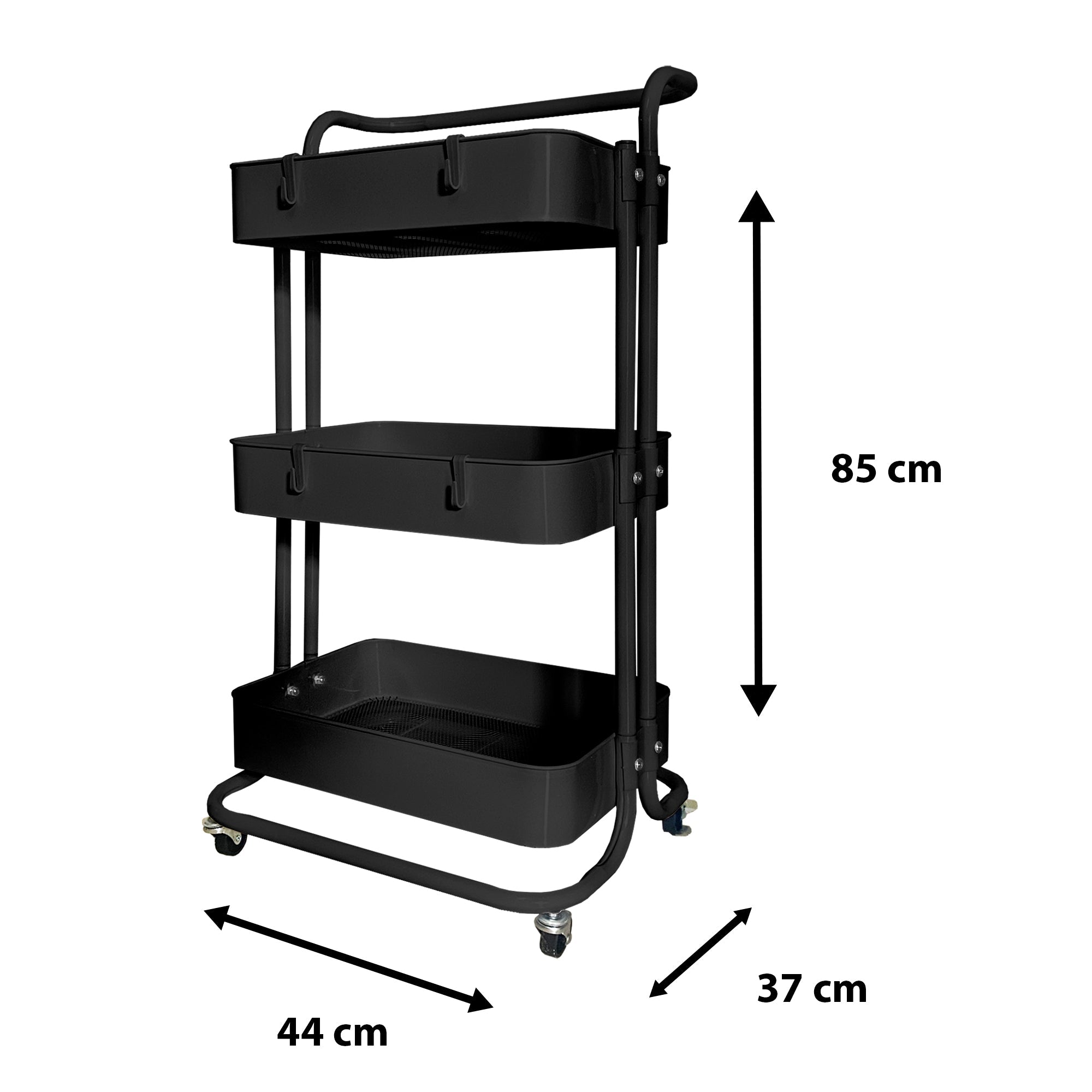 Carrito Almacenamiento metálico Nyana Home 3 estantes 85x44x37cm, 3 estantes - Nyana Store