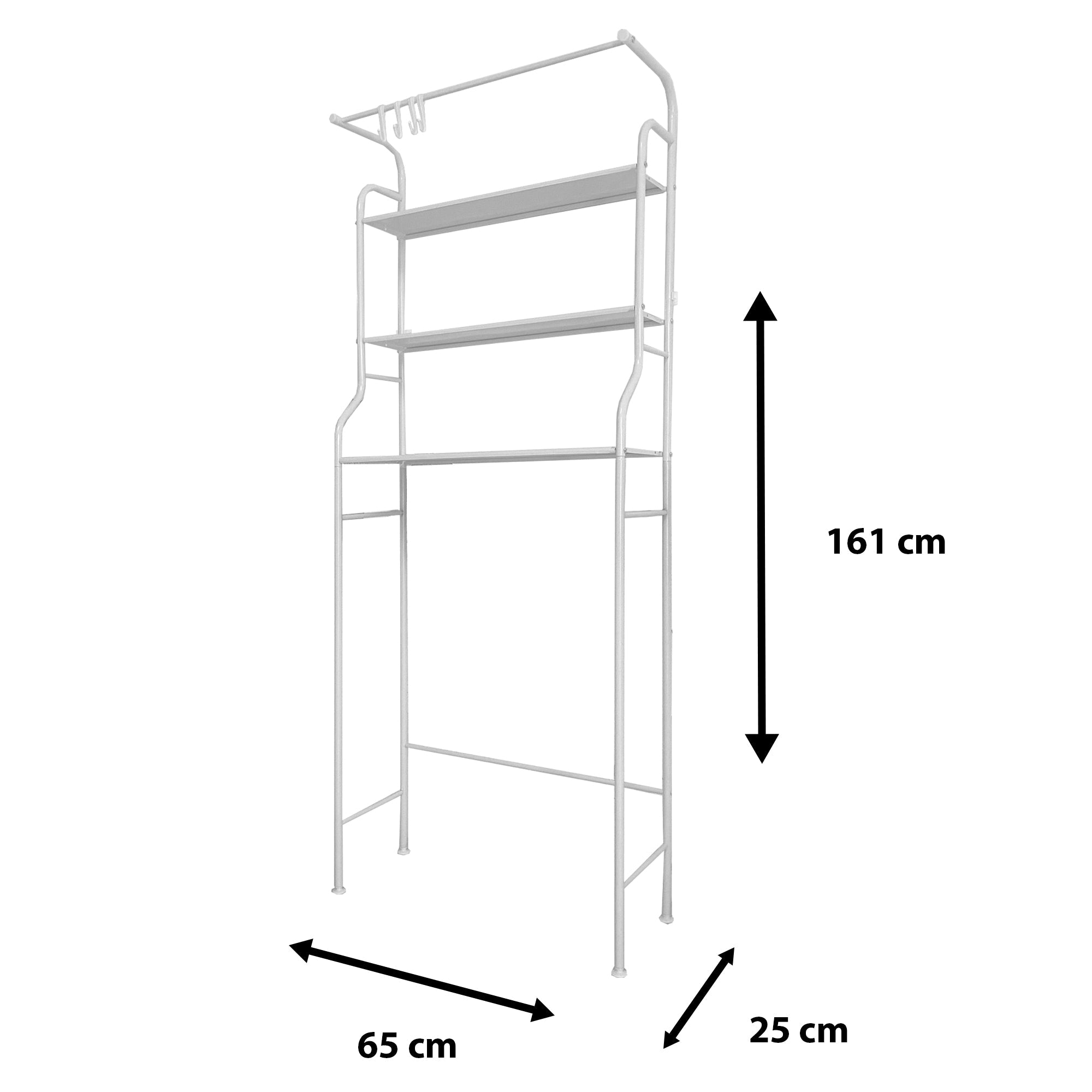 Estantería de baño WC Nyana Home 3 baldas 1 colgador superior 163x68x25cm - Nyana Store