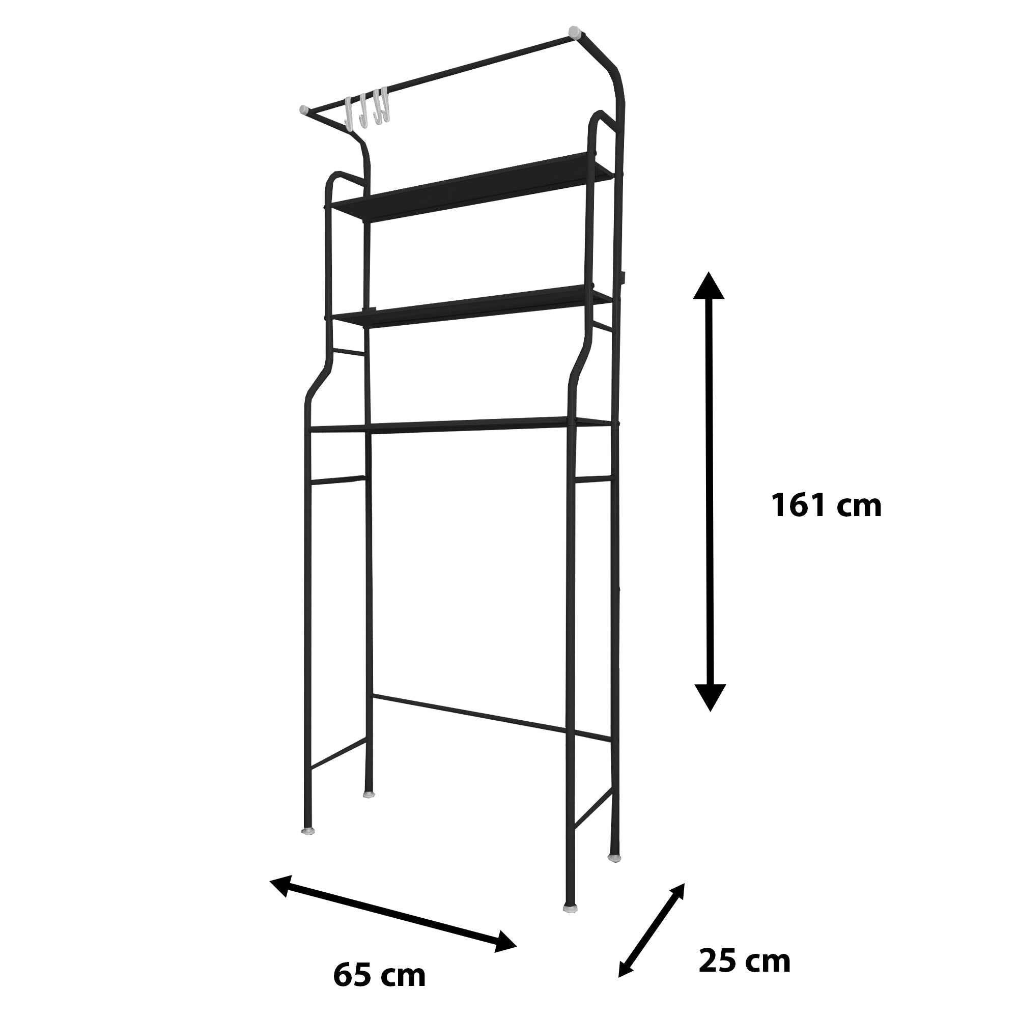 Estantería de baño WC Nyana Home 3 baldas 1 colgador superior 163x68x25cm - Nyana Store