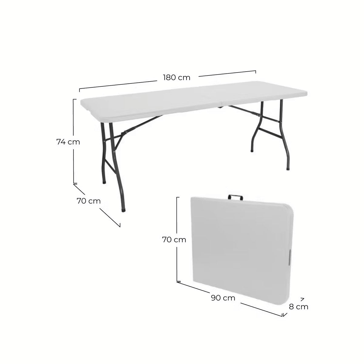 Mesa Plegable Resina Reforzada – Portátil y Segura Nyana Home 180x74x74cm/180x70x74cm/150x70x74 cm - Nyana Store