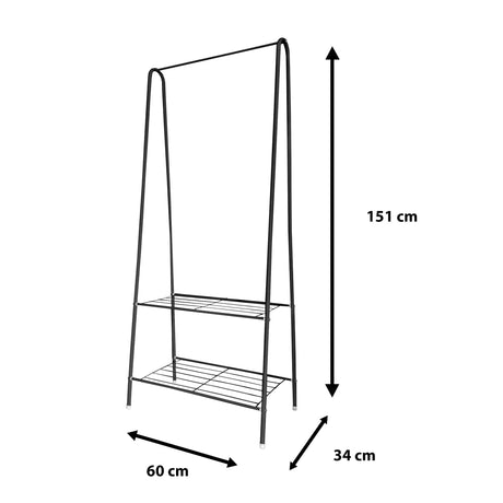 Perchero Burro Metálico Premium Angle Nyana Home 151x60x34cm 1 balda para colgar, 1 balda inferior - Nyana Store