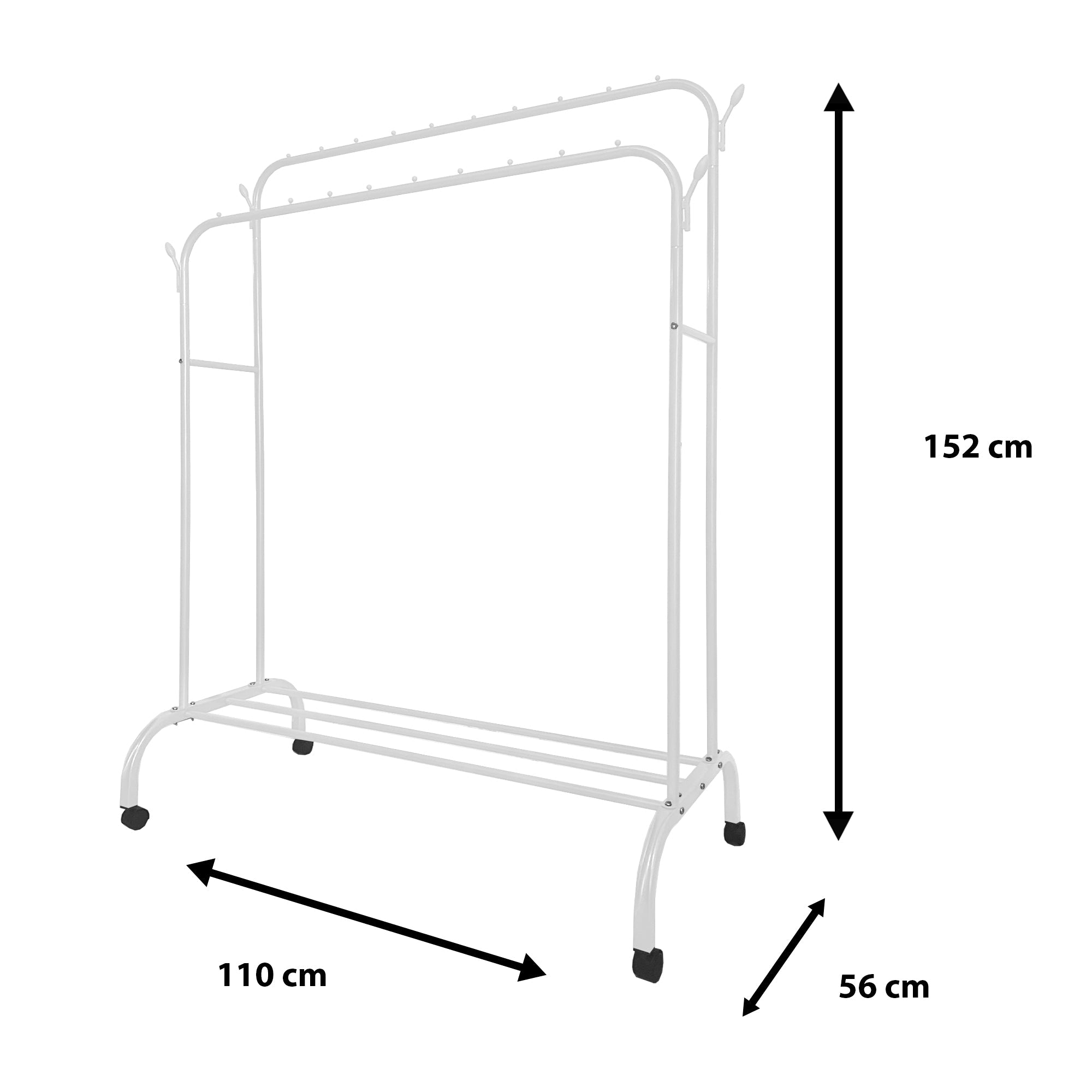 Perchero Burro Premium Maxi 1 Stand Nyana Home 152x110x56cm, 2 barras para colgar, 4 ganchos laterales, 1 balda inferior - Nyana Store