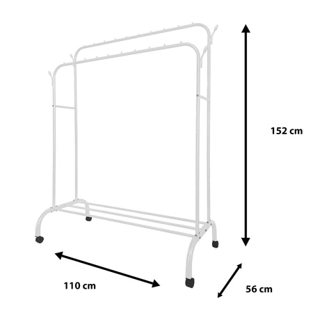 Perchero Burro Premium Maxi 1 Stand Nyana Home 152x110x56cm, 2 barras para colgar, 4 ganchos laterales, 1 balda inferior - Nyana Store