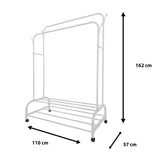 Perchero Burro Premium Maxi Giro 2 Stand Nyana Home 162x110x57cm, 2 barras para colgar, 4 ganchos laterales, 2 baldas inferiores - Nyana Store