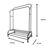 Perchero Burro Premium Maxi Giro 2 Stand Nyana Home 162x110x57cm, 2 barras para colgar, 4 ganchos laterales, 2 baldas inferiores - Nyana Store