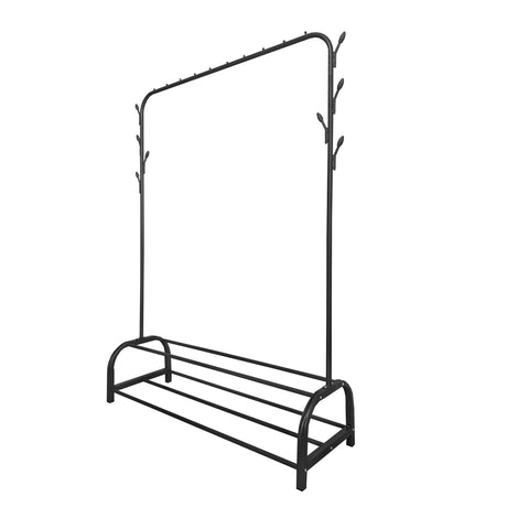 Perchero Burro Premium Rack 2 Stand Nyana Home 158x110x39cm, 1 barra para colgar, 8 ganchos laterales, 2 baldas inferiores - Nyana Store