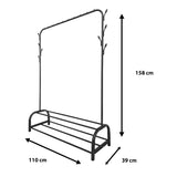 Perchero Burro Premium Rack 2 Stand Nyana Home 158x110x39cm, 1 barra para colgar, 8 ganchos laterales, 2 baldas inferiores - Nyana Store