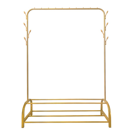 Perchero Burro Premium Rack 2 Stand Nyana Home 158x110x39cm, 1 barra para colgar, 8 ganchos laterales, 2 baldas inferiores - Nyana Store