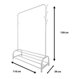 Perchero Burro Premium Rack 2 Stand Nyana Home 158x110x39cm, 1 barra para colgar, 8 ganchos laterales, 2 baldas inferiores - Nyana Store