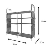 Zapatero metálico modular Nyana Home hasta 21 pares 95x90x27cm, 4 bolsillos laterales, 4 alturas - Nyana Store