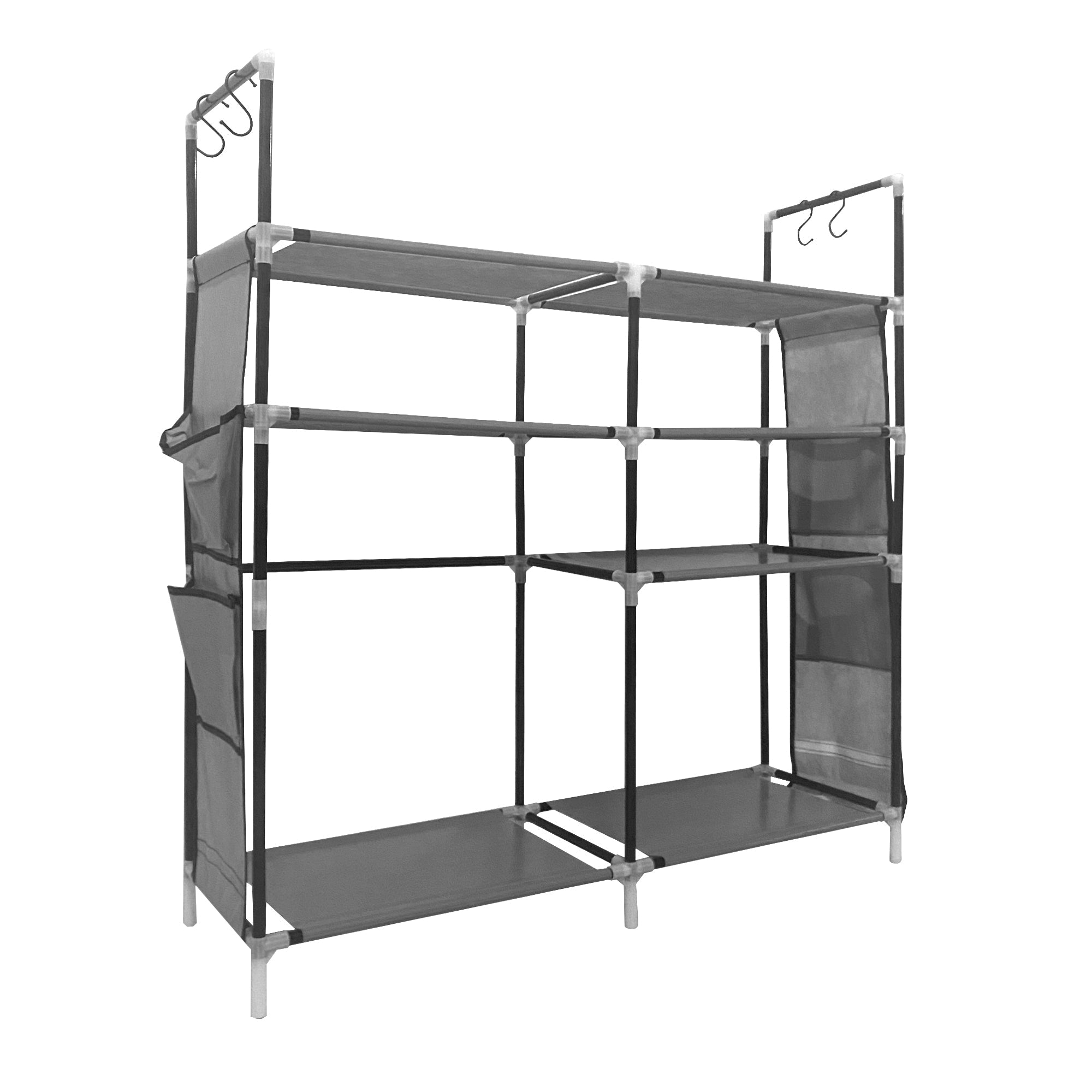 Zapatero metálico modular Nyana Home hasta 21 pares 95x90x27cm, 4 bolsillos laterales, 4 alturas - Nyana Store