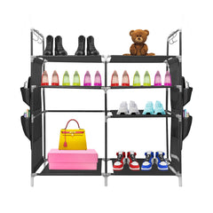 Zapatero metálico modular Nyana Home hasta 21 pares 95x90x27cm, 4 bolsillos laterales, 4 alturas - Nyana Store