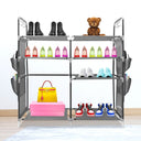 Zapatero metálico modular Nyana Home hasta 21 pares 95x90x27cm, 4 bolsillos laterales, 4 alturas - Nyana Store