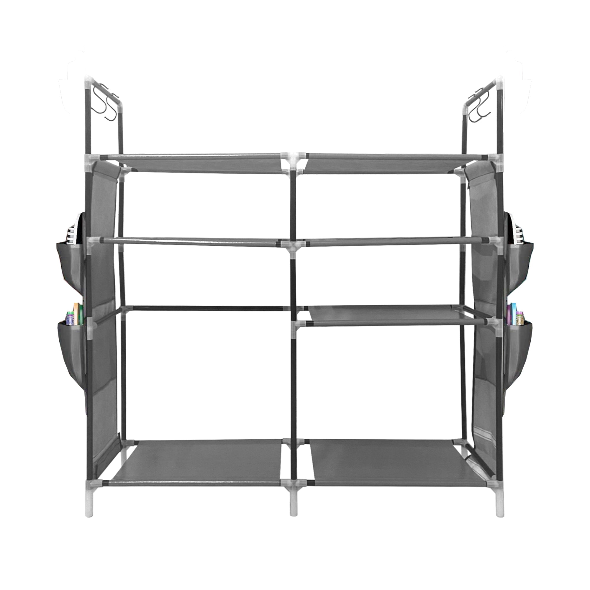 Zapatero metálico modular Nyana Home hasta 21 pares 95x90x27cm, 4 bolsillos laterales, 4 alturas - Nyana Store