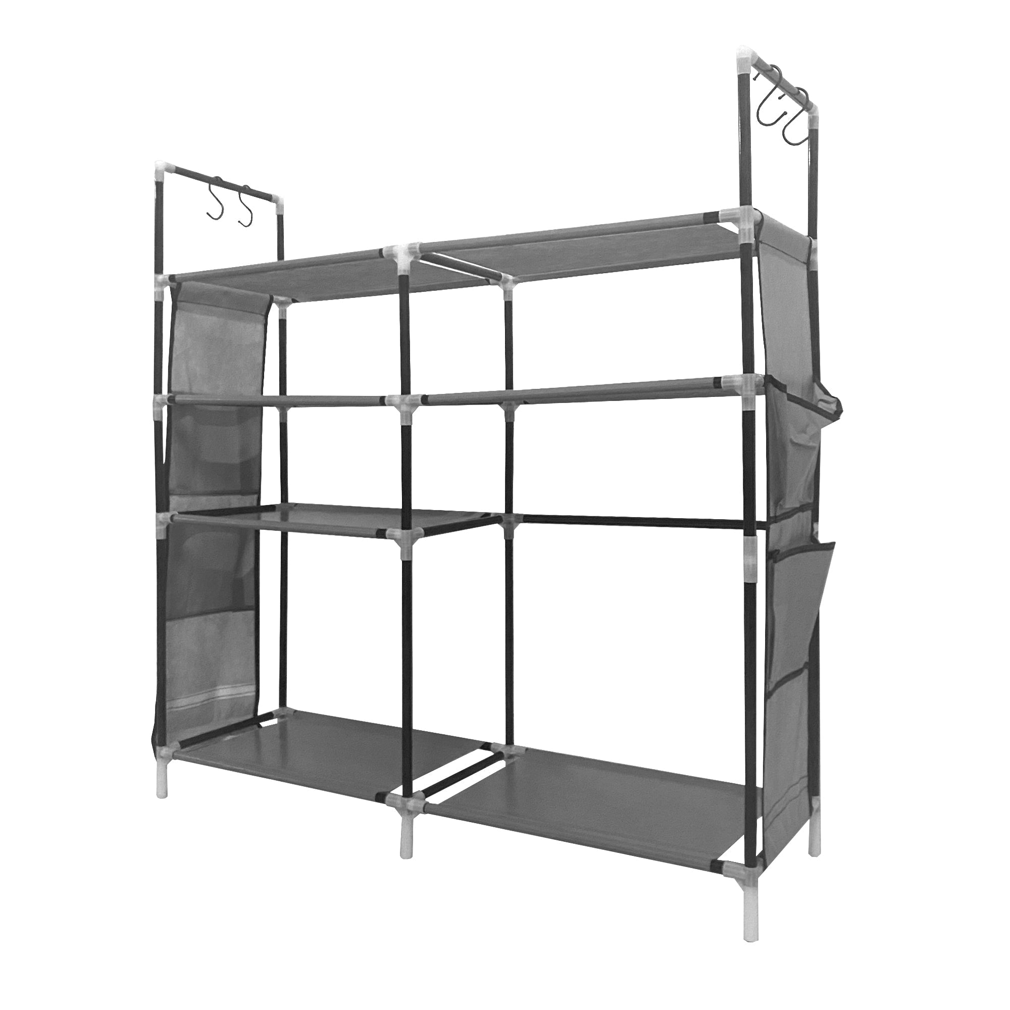 Zapatero metálico modular Nyana Home hasta 21 pares 95x90x27cm, 4 bolsillos laterales, 4 alturas - Nyana Store