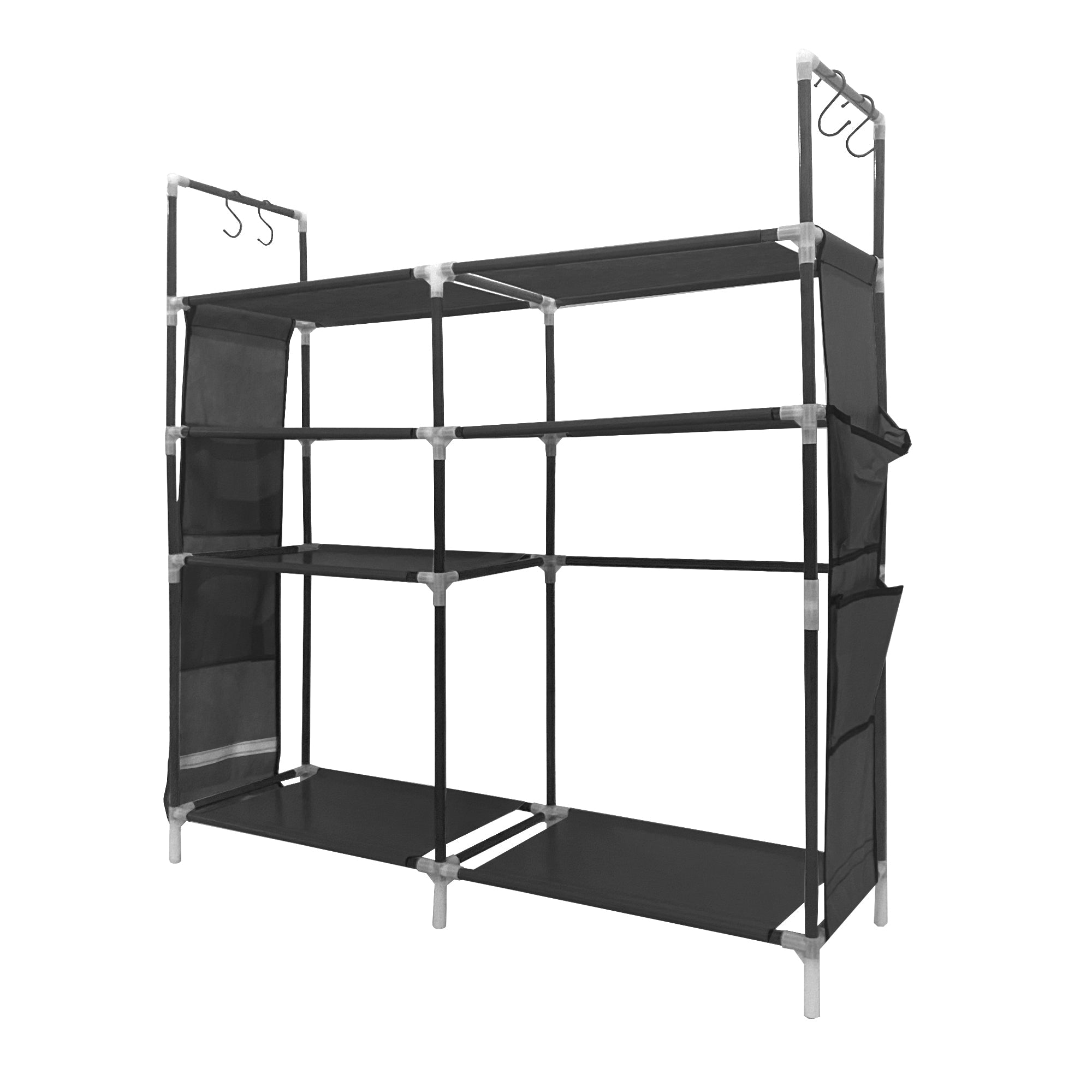 Zapatero metálico modular Nyana Home hasta 21 pares 95x90x27cm, 4 bolsillos laterales, 4 alturas - Nyana Store