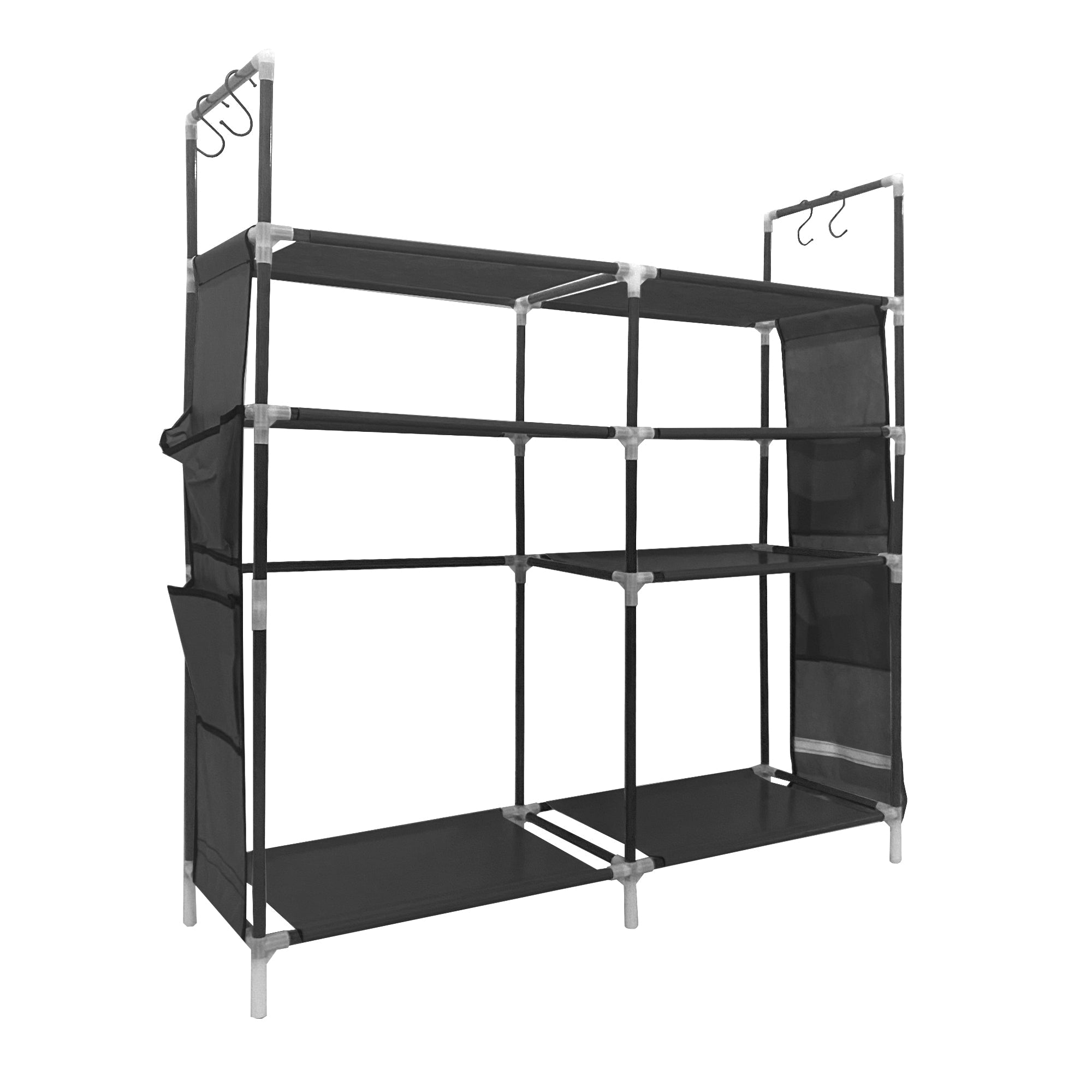 Zapatero metálico modular Nyana Home hasta 21 pares 95x90x27cm, 4 bolsillos laterales, 4 alturas - Nyana Store