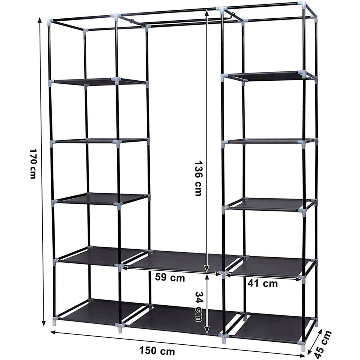 Armario Vestidor de Tela 170x150x45 cm - Nyana Store