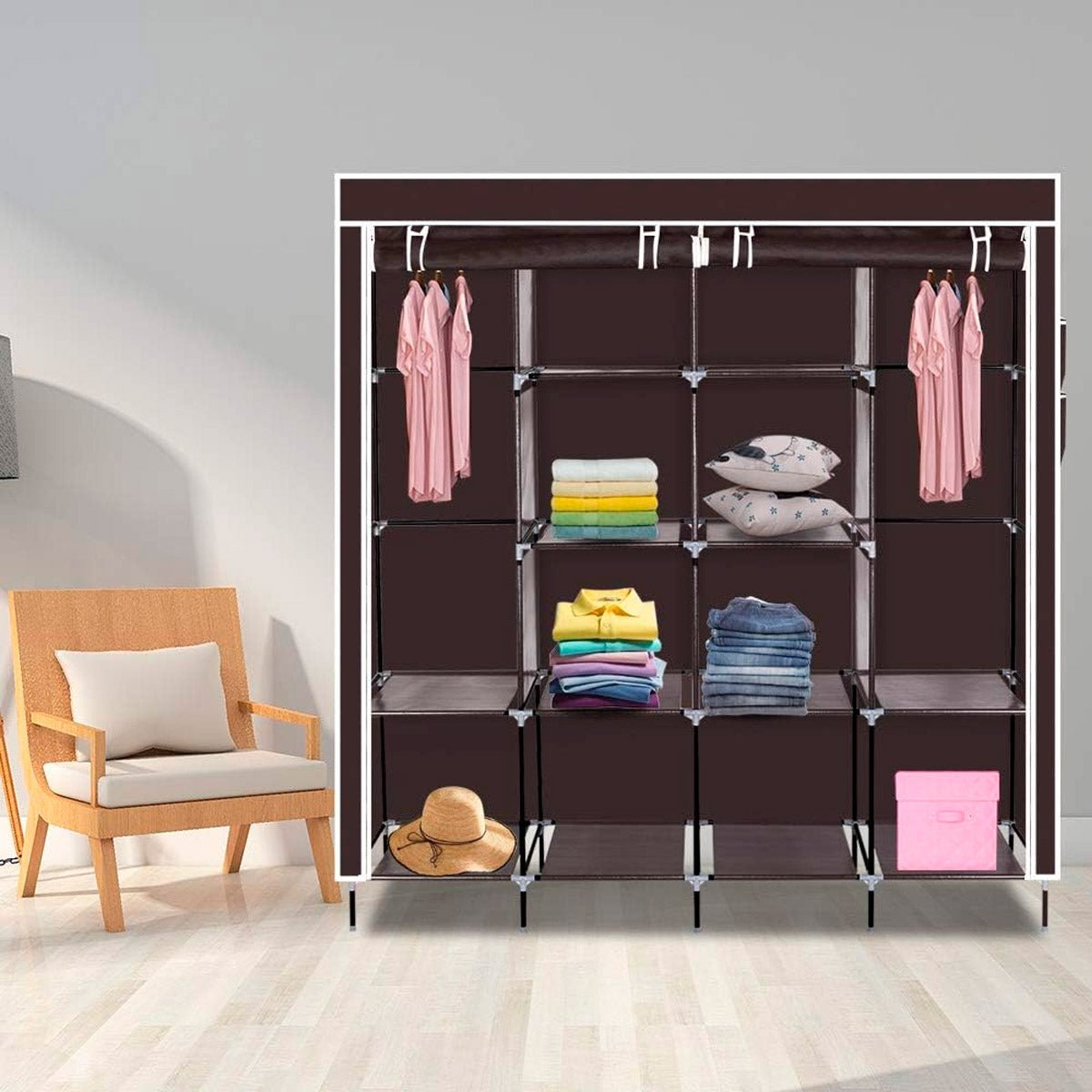 Armario Vestidor Tela con bolsillos laterales 170x167x45 cm - Nyana Store