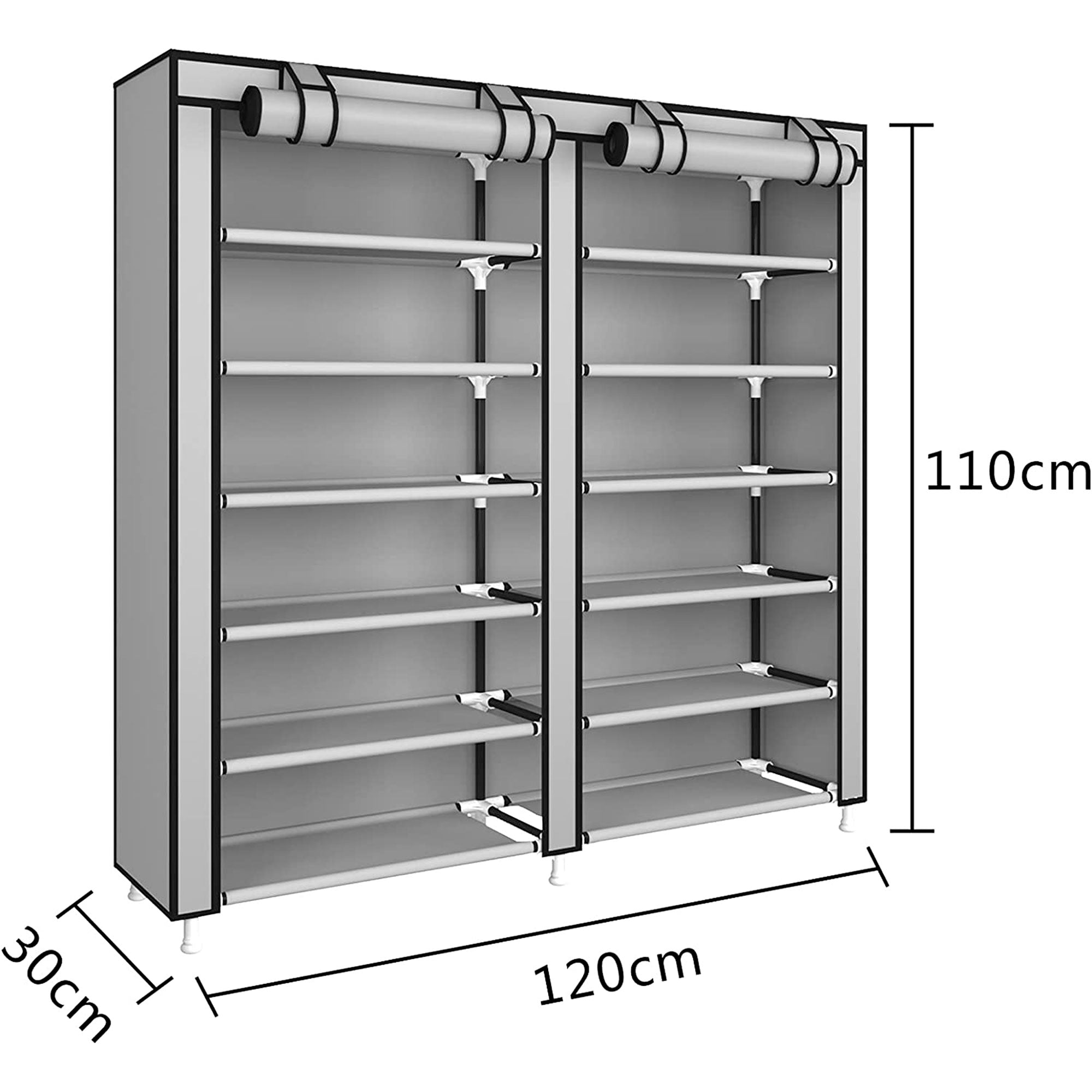 Armario Zapatero Tela con Puertas Cremallera 110x120x30 cm - Nyana Store