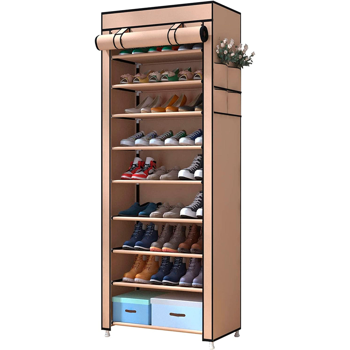 Armario Zapatero Tela Con Puertas Cremallera 160x60x30 Cm - Nyana Store