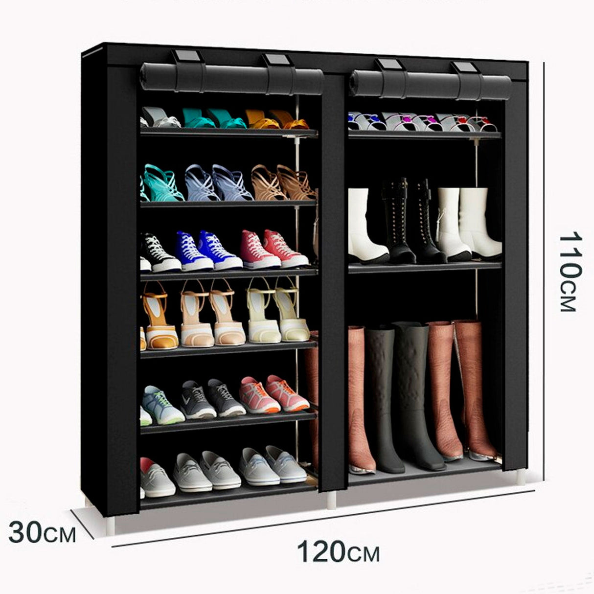 Armario Zapatero Tela Para Zapatos Y Botas Con Puertas Cremallera 110x120x30 Cm - Nyana Store