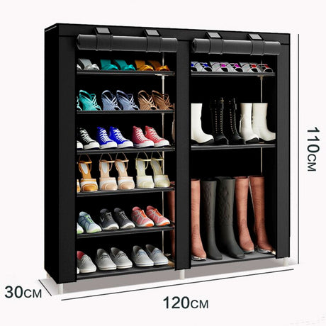 Armario Zapatero Tela Para Zapatos Y Botas Con Puertas Cremallera 110x120x30 Cm - Nyana Store